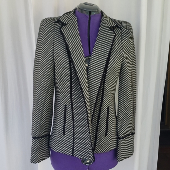 Chico’s Black/White Tweed Retro Jacket Coat - Picture 2 of 5